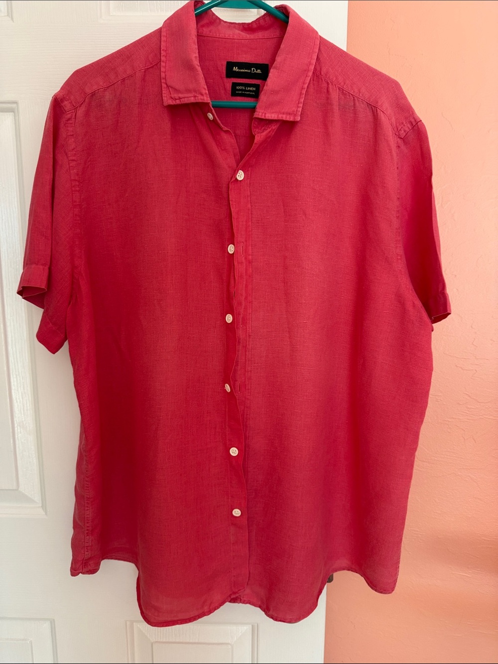 Men’s Massimo Dutti 100% linen xxl pink shirt
